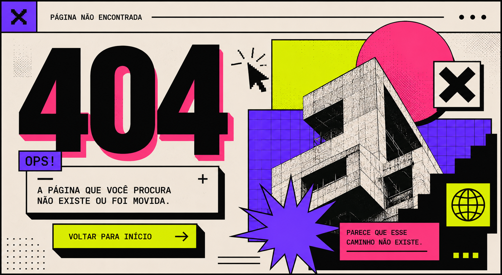 Uma página de site com erro 404 dizenddo que não foi possível localizar o caminho
